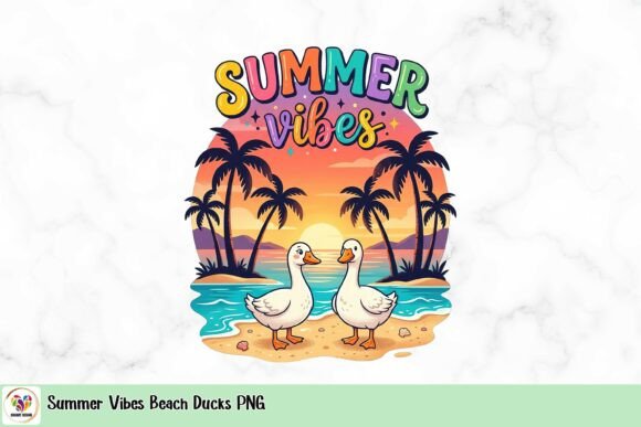 Capture Summer Vibes with Adorable Beach Ducks PNG