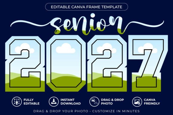 Celebrate the Class of 2027 with a Varsity-Themed Canva Frame Template