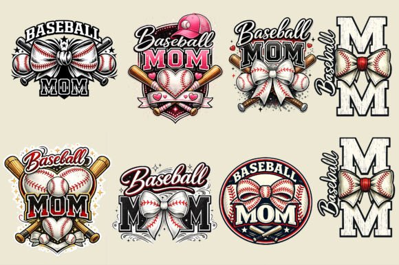 Creative Baseball Mom Bow PNG: A Trendy Game Day Design for Modern Sports Enthusiasts