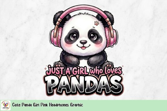 Cute Panda Girl Pink Headphones Graphic: A Perfect Blend of Adorability and Music