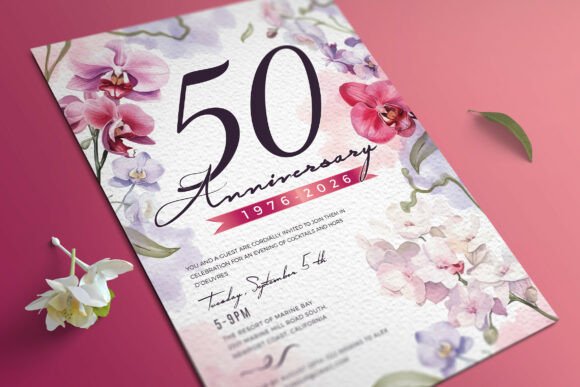 Elegant Orchid Anniversary Invitation: A Perfect Choice for Memorable Celebrations