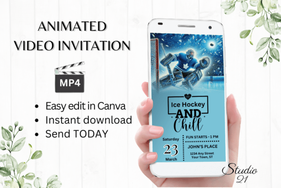Engage with Animated Ice Hockey Invitations