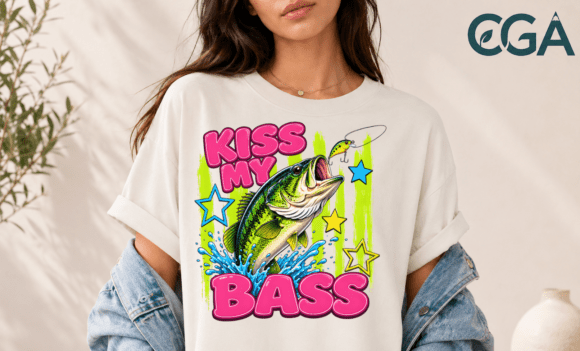 Explore the Unique Charm of Kiss My Bass Funny Fishing Retro Png