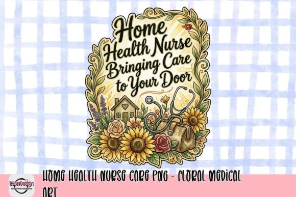 Home Health Nurse Care PNG - Floral Medical Art: A Versatile Design for Creative and Professional Use