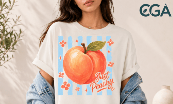 Peachy Retro Summer Fruit Vintage PNG