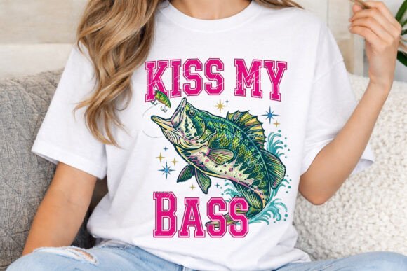 Reel in Laughter with Kiss My Bass PNG, Funny Fishing