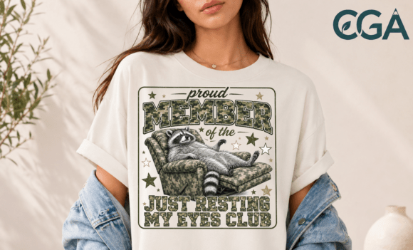 Relax in Style with Just Resting My Eyes Raccoon Camo Png