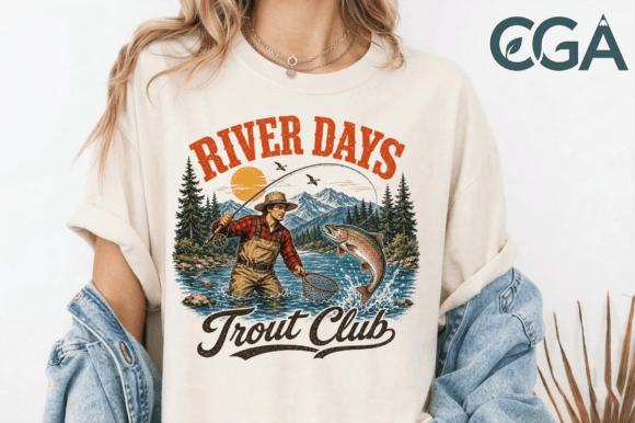 Retro River Days Trout Club PNG: A Timeless Tribute to Fly Fishing