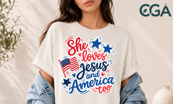 She Loves Jesus and America Too PNG