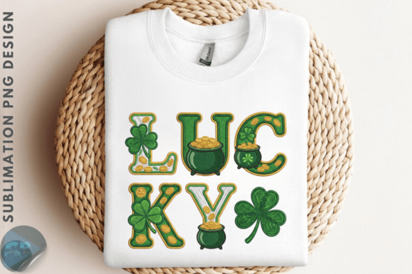 Strategic Use of Faux Yarn Knitted Lucky Varsity PNG Design for Enhanced Branding and Creativity