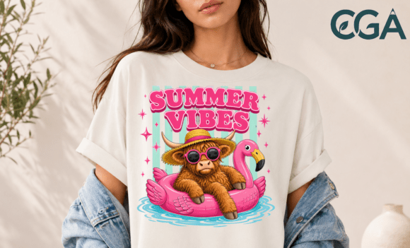Summer Vibes Highland Cow Flamingo PNG: A Must-Have for Your Tropical Getaway