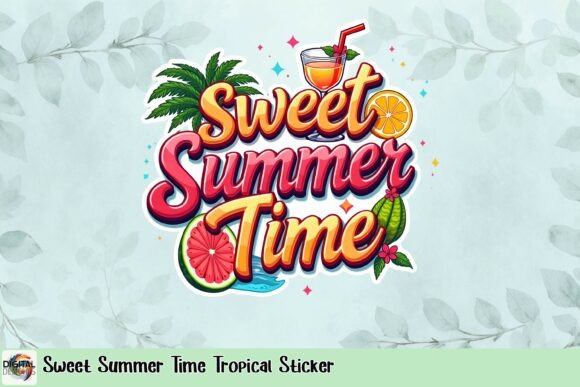 Sweet Summer Time Tropical Sticker: Add a Splash of Color to Your Creations